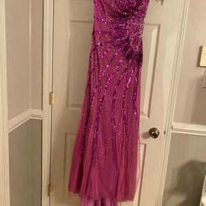 Riva Designs Shiny Pink Satin Dress